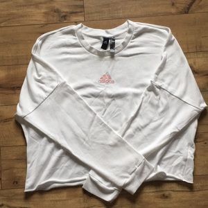 White cropped Adidas crew neck, XL, Like Brand New
